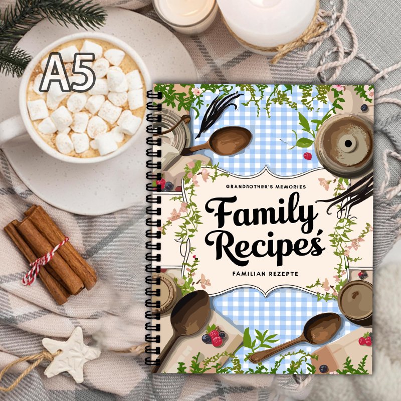 A5 Recipe Book, Blue Grid, Vin - đánh giá và giá Home Cooking Book